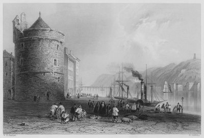 Il Molo di Waterford, con la Torre di Reginald da William Henry (after) Bartlett