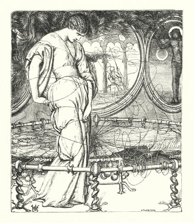 La Dama di Shalott (incisione) da William Henry (after) Hunt