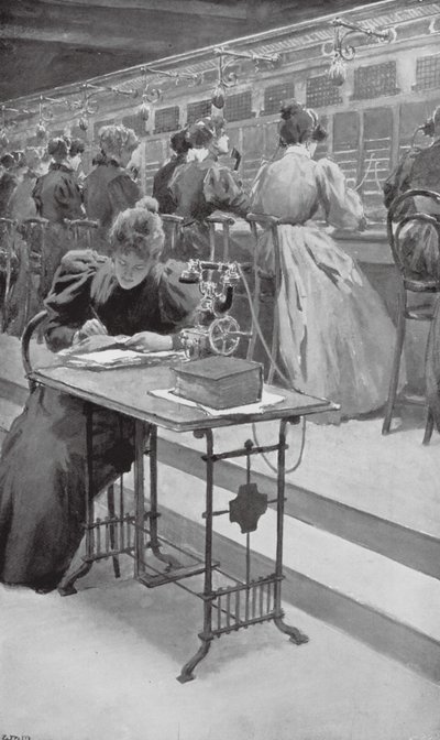 Al lavoro in una sala telefonica da William Henry (after) Margetson