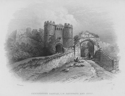 Castello di Carisbrooke, Isola di Wight, Portali e Torre da William Henry Bartlett