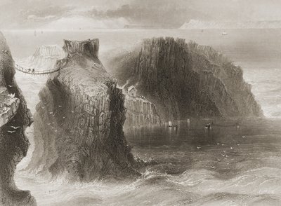 Ponte di corda di Carrick-a-Rede, contea di Antrim, Irlanda del Nord, da 