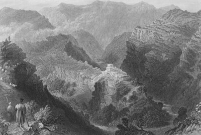 Castello vicino a Djouni, Monte Libano da William Henry Bartlett
