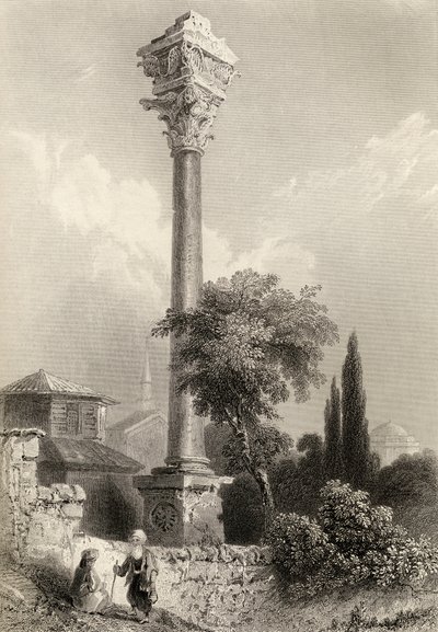 Colonna di Marciano, Istanbul, Turchia, inciso da H. Adlard da William Henry Bartlett