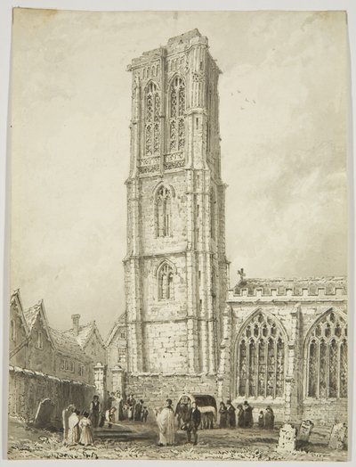 Esterno della Chiesa del Tempio, mostrando un internamento, c.1825 da William Henry Bartlett
