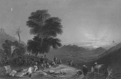 Sosta di una carovana nel deserto di Girgola, vicino al Monte Amanus da William Henry Bartlett