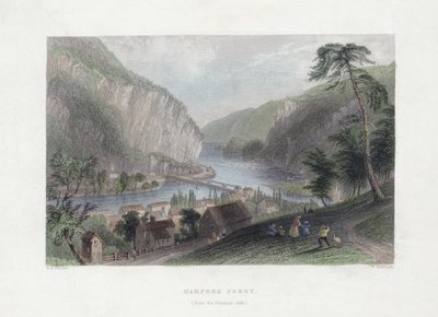 Harpers Ferry (dal lato del Potomac), pub. 1839 da William Henry Bartlett