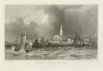 Harwich, dal mare, Essex da William Henry Bartlett