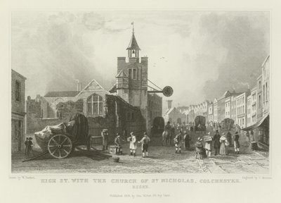 High Street con la Chiesa di San Nicola, Colchester, Essex da William Henry Bartlett