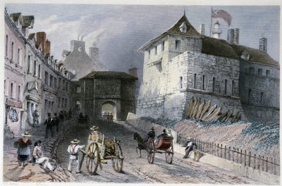 La porta "Priscott Gate" a Quebec City, Canada - in "Canadian Scenery illustrated" di William Henri Bartlett, ed. George Virtue da William Henry Bartlett