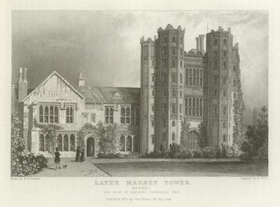 Layer Marney Tower, Essex, la residenza di Mathews Corsellis, Esquire da William Henry Bartlett