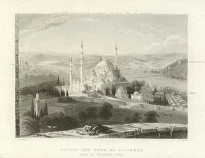 Moschea e Tomba di Solimano, Costantinopoli da William Henry Bartlett