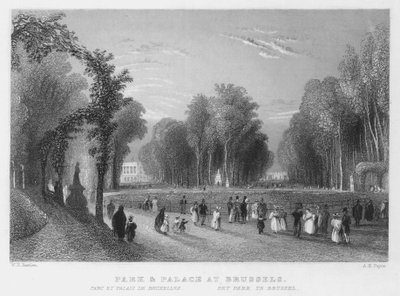 Parco e Palazzo a Bruxelles (incisione) da William Henry Bartlett