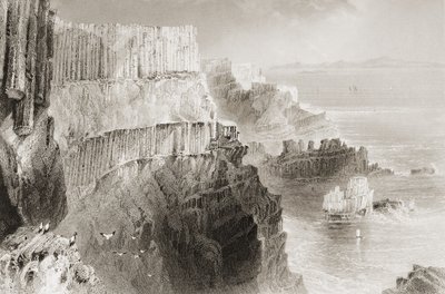 Plaiskin Cliff, vicino al Selciato del Gigante, Contea di Antrim, Irlanda del Nord, da 