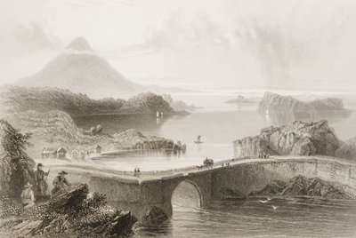 Ponte di barche a Lough Conn, Contea di Mayo, Irlanda, da 