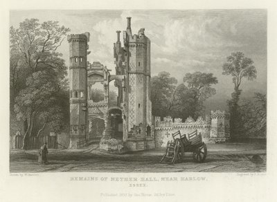 Rovine di Nether Hall, vicino a Harlow, Essex da William Henry Bartlett