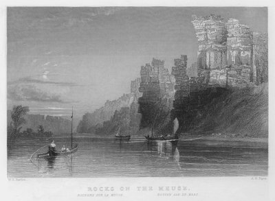 Rocce sulla Mosa (incisione) da William Henry Bartlett