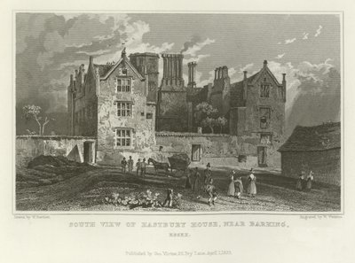 Veduta sud di Eastbury House, vicino a Barking, Essex da William Henry Bartlett
