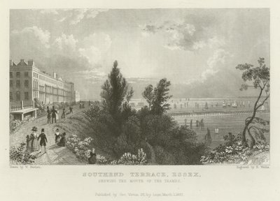 Southend Terrace, Essex, mostrando la foce del Tamigi da William Henry Bartlett