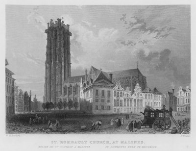 Chiesa di San Rombault, a Malines da William Henry Bartlett