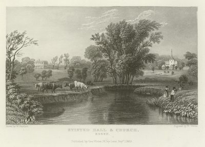 Stisted Hall e Chiesa, Essex da William Henry Bartlett