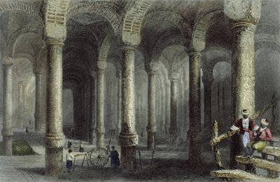 La cisterna di Bin-Veber-Direg, o Le Mille e Una, Istanbul, incisa da J. Carter, c.1850 da William Henry Bartlett