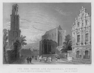 La Torre del Duomo e la Cattedrale, Utrecht (incisione) da William Henry Bartlett