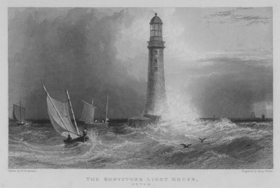 Il Faro di Eddystone, Devon (incisione) da William Henry Bartlett