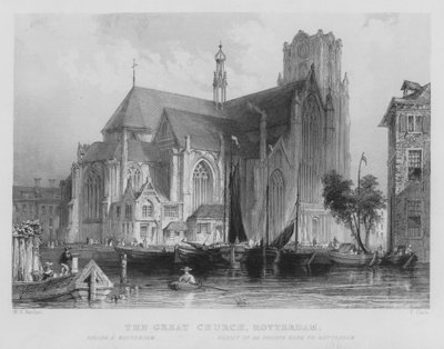 La Grande Chiesa, Rotterdam (incisione) da William Henry Bartlett