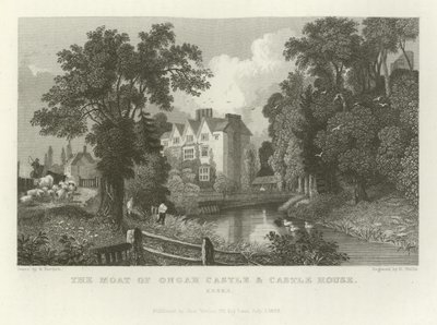 Il fossato del castello di Ongar e la casa del castello, Essex da William Henry Bartlett