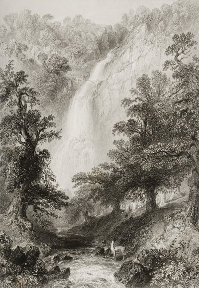 La cascata, Powerscourt, Contea di Wicklow, Irlanda, da 