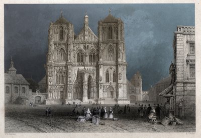 La cattedrale o duomo di San Pietro a Ratisbona (Regensburg). ca. 1830 (incisione) da William Henry Bartlett