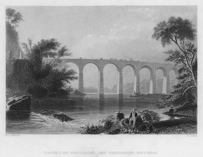Viadotto sulla Ferrovia di Baltimora e Washington (incisione) da William Henry Bartlett