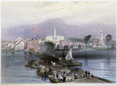 Vista di Cobura e trasporto di legname - in "Canadian Scenery illustrated" di William Henri Bartlett, ed. George Virtue da William Henry Bartlett