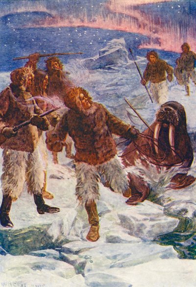 Illustrazione per Il mondo del ghiaccio o la crociera baleniera del Delfino (litografia a colori) da William Henry Charles Groome