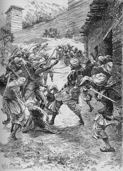 Il tenente Harley, alla testa di quaranta Sikh e sessanta Kashmiris, ha assaltato la casa da William Henry Charles Groome