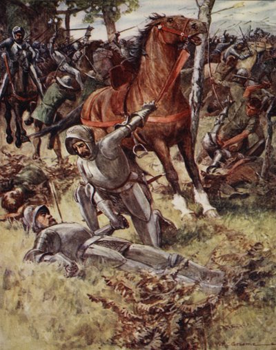 Poi lasciando la vita, il Conte Percy prese il morto per mano, da Ballads of Famous Fights, Prima Edizione, 1920 da William Henry Charles Groome