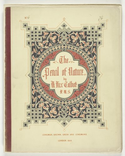 Copertina e testo da "The Pencil of Nature," Londra, 1844 da William Henry Fox Talbot