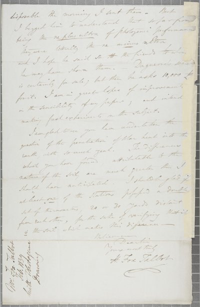 Lettera firmata da William Henry Fox Talbot a James David Forbes, 1839 da William Henry Fox Talbot