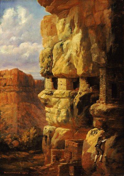 Case sulla scogliera del Rio Mancos, Colorado da William Henry Holmes