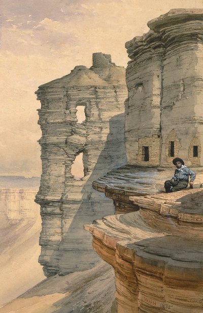 Case sulla scogliera del Rio Mancos, Colorado da William Henry Holmes