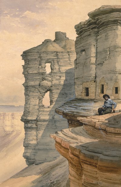 Case sulla scogliera del Rio Mancos, Colorado da William Henry Holmes