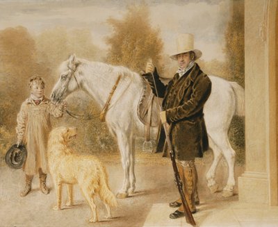 Un cacciatore con un ragazzo, un pony e un cane, 1827 da William Henry Hunt