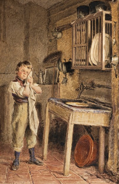 Un Ragazzo che si Lava al Lavello della Cucina da William Henry Hunt