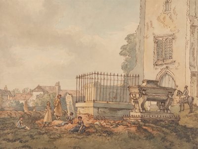 Cimitero di Bushey con le tombe di Edridge, Hearne e H. Monro da William Henry Hunt