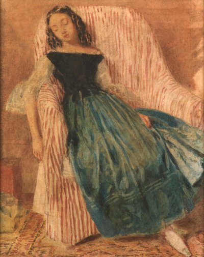 Ragazza addormentata su una sedia da William Henry Hunt