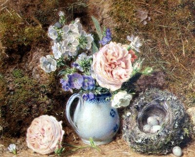 Natura Morta di Fiori e Nido da William Henry Hunt