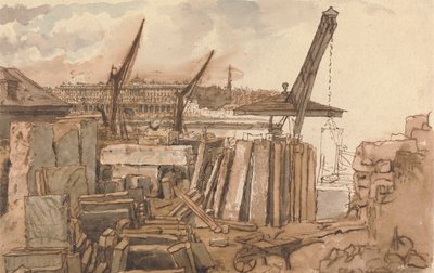 La costruzione del ponte di Waterloo da William Henry Hunt