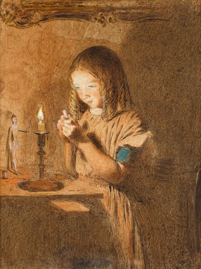 Infilando un ago: la giovane sarta, c.1845 da William Henry Hunt
