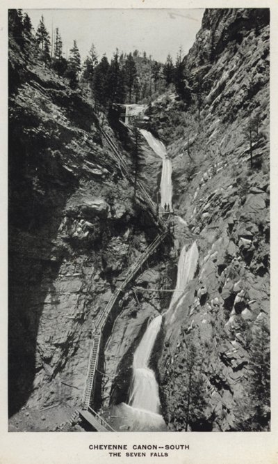 Canyon del Colorado: Cheyenne Canyon, Sud, Le Sette Cascate (foto in bianco e nero) da William Henry Jackson