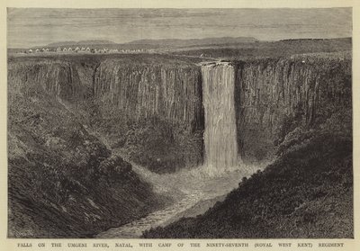 Cascate sul fiume Umgeni, Natal, con il campo del Novantasettesimo Reggimento (Royal West Kent) da William Henry James Boot